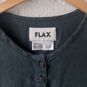 FLAX 100% Linen Black Long-Sleeve Size Medium